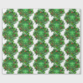 Pentacle on Holly Wreath Cadeaupapier (Vlak)