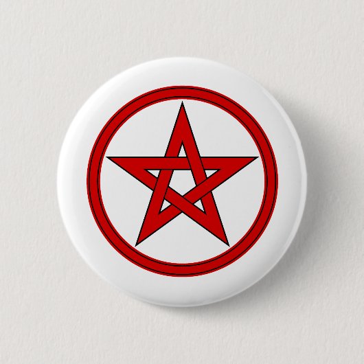 Pentacle rood en zwart ronde button 5,7 cm (Voorkant)