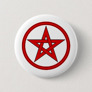 Pentacle rood en zwart ronde button 5,7 cm