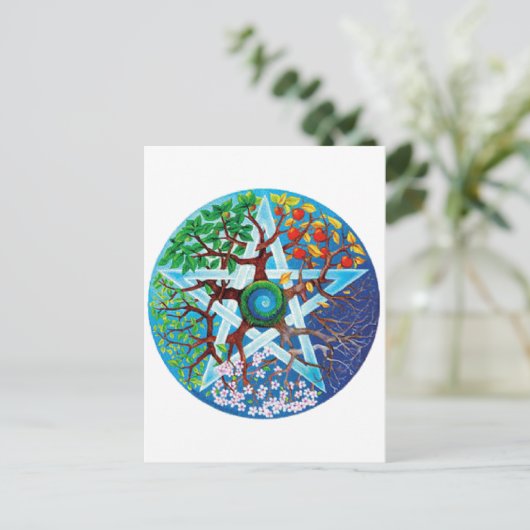 pentacle-seizoenen briefkaart (Staand voorkant)