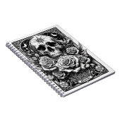 Pentacle Skelet Schedel & Rozen Tarot Kunst Notitieboek (Rechterzijde)