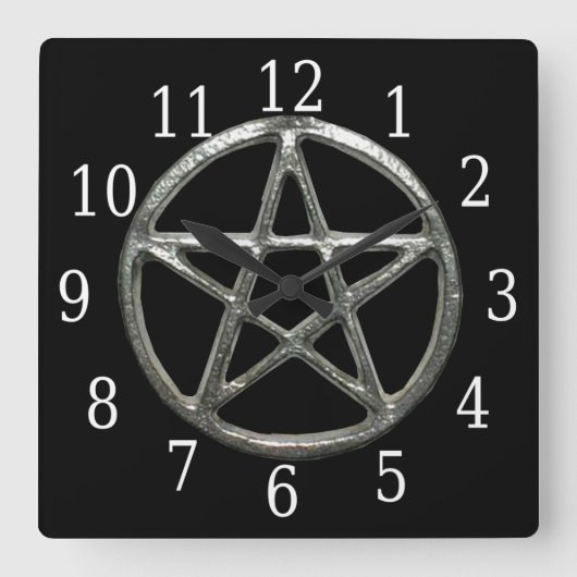 Pentacle Square Clock Vierkante Klok (Voorkant)