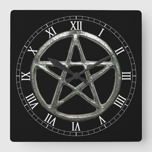 Pentacle Square Roman Numerus Clock Vierkante Klok (Voorkant)