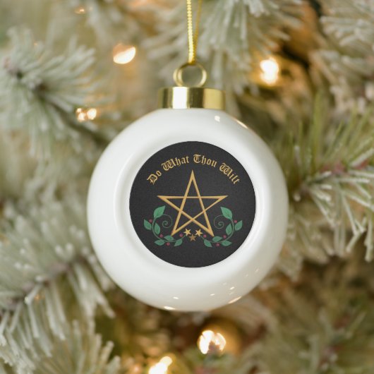 Pentacle Star Witchy Keramische Bal Ornament (Boom)