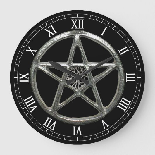 Pentacle Tree Of Life Round Roman Numerals Clock Grote Klok (Voorkant)