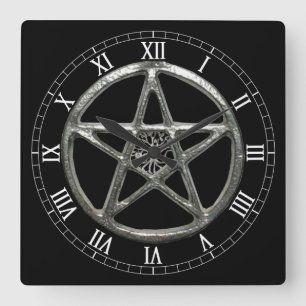 Pentacle Tree of Life Square Roman Numeras Clock Vierkante Klok