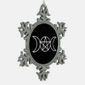 Pentacle Triple Moon Godin Tin Sneeuwvlok Ornament (Links)