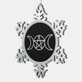 Pentacle Triple Moon Godin Tin Sneeuwvlok Ornament (Rechts)