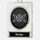 Pentacle Triple Moon Godin Verzilverd Banner Ornament (Links)