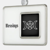 Pentacle Triple Moon Godin Verzilverd Omlijst Ornament (Links)