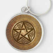 Pentacle voor goud en leder sleutelhanger (Voorkant)