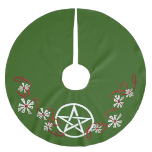 Pentacle Yule Tree Skirt, Pagan Tree Skirt Kerstboom Rok