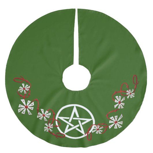 Pentacle Yule Tree Skirt, Pagan Tree Skirt Kerstboom Rok (Voorkant)