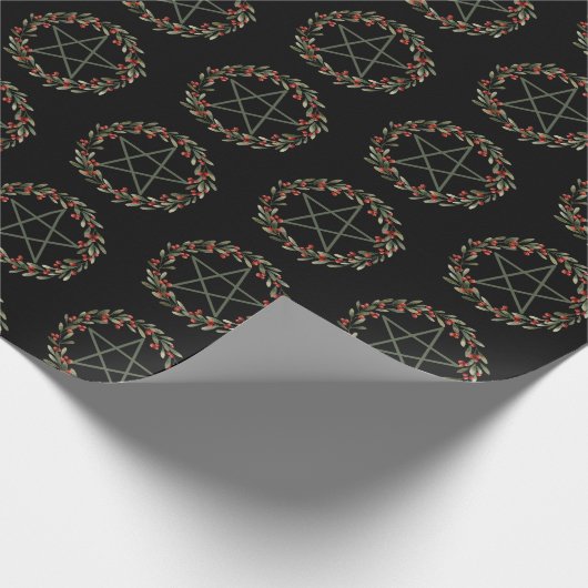 Pentacle Yule Winter Solstice Pagan Wrapping Paper Cadeaupapier (Hoek)