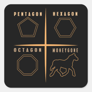 Pentagon Hexagon Octagon Moneywent Funny Vierkante Sticker