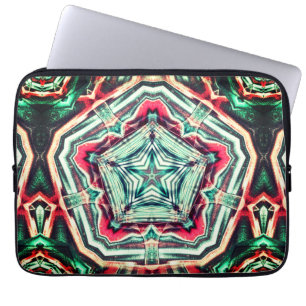 Pentagon over ster, verouderd rood en donkergroen laptop sleeve
