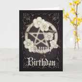 Pentagram 3 Wicca Happy Birthday Wenskaart Kaart (Gele Bloem)