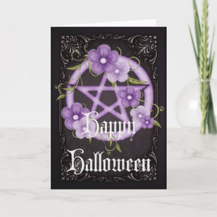 Pentagram 4 Wicca Happy Halloween Wenskaart Kaart