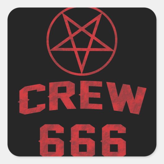 Pentagram 666-bemanning vierkante sticker (Voorkant)