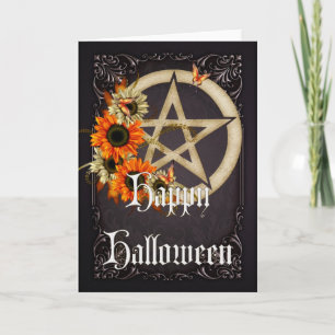 Pentagram 6 Wicca Happy Halloween Wenskaart Kaart