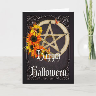 Pentagram 7 Wicca Happy Halloween Wenskaart Kaart