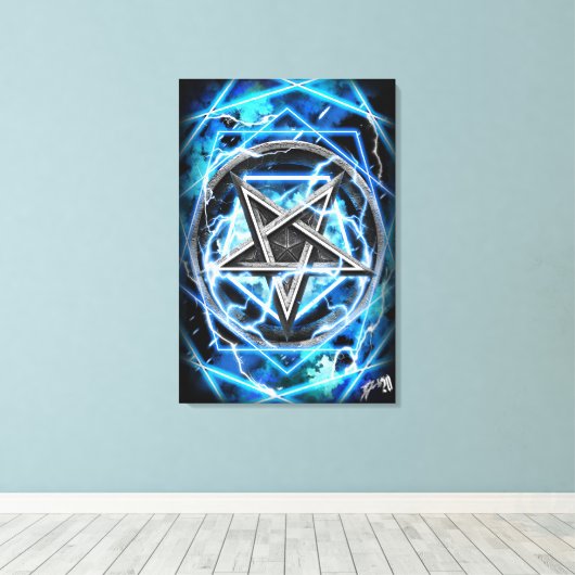 Pentagram blikseminslag canvas afdruk (Insitu (Houten vloer))