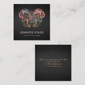 Pentagram Butterfly Ornament Vierkante Visitekaartje (Voorkant / Achterkant)