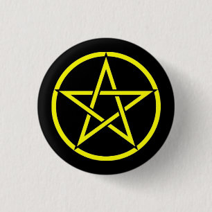 Pentagram-Button voor zwart en geel Ronde Button 3,2 Cm