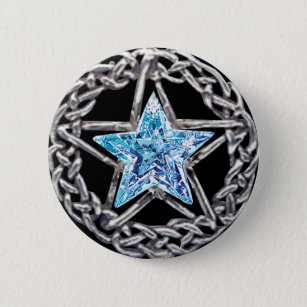 Pentagram Crystal Star-Button Ronde Button 5,7 Cm