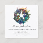 Pentagram en Floral Wreath Square Visitekaartje (Achterkant)