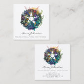 Pentagram en Floral Wreath Square Visitekaartje (Voorkant / Achterkant)