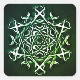 Pentagram en gewei groen occult symbool gotisch vierkante sticker