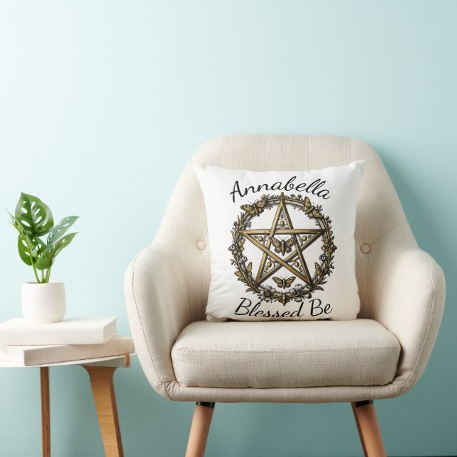 Pentagram en Mothe Toverachtige Kunst Aangepaste N Kussen (Stoel)