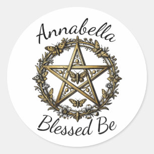 Pentagram en Mothe Toverachtige Kunst Aangepaste N Ronde Sticker