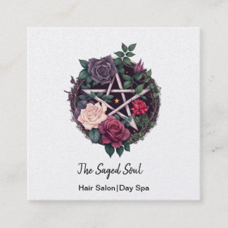 Pentagram en Rozen Pagan Gothic Vierkante Visitekaartje