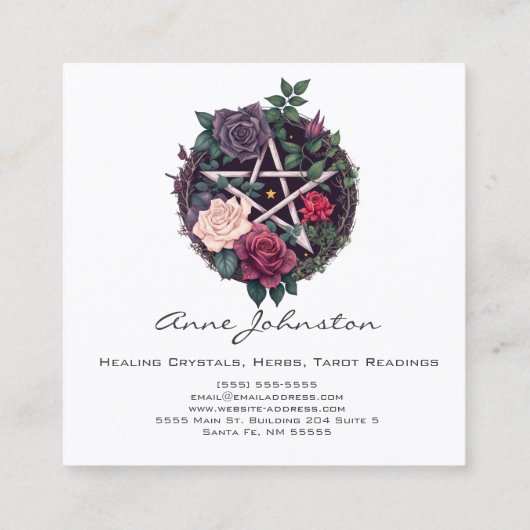 Pentagram en Rozen Square Visitekaartje (Achterkant)