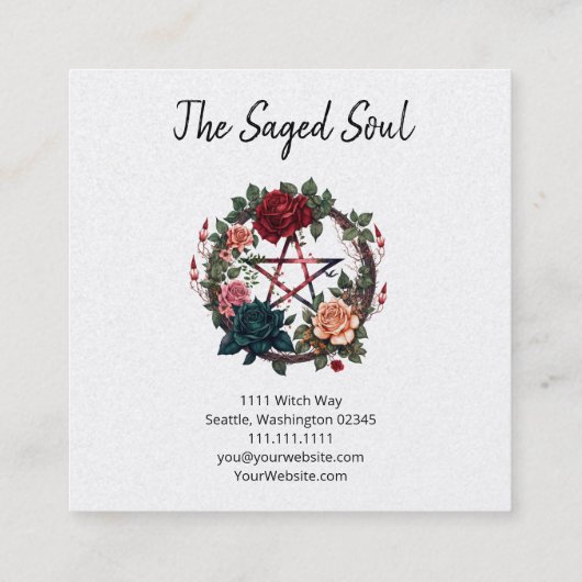 Pentagram en Rozen Square Visitekaartje (Achterkant)