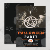 Pentagram Foto Zwarte Halloween Kaart (Voorkant / Achterkant)