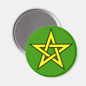 Pentagram Geel op Groen Magneet (Voorkant / Achterkant)