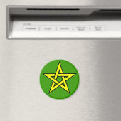 Pentagram Geel op Groen Magneet (Insitu (Vaatwasser))