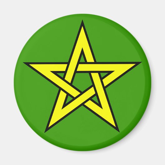 Pentagram Geel op Groen Magneet (Voorkant)