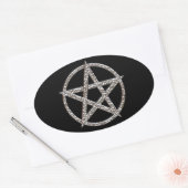 Pentagram gehamerd chroom ovale Sticker (Envelop)