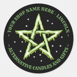 Pentagram Gothic, gepersonaliseerd Witchcraft Ronde Sticker
