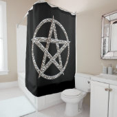 Pentagram Hammered Chrome Shower Curtain Douchegordijn (In situ)