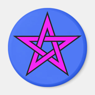 Pentagram Magenta op blauw Magneet