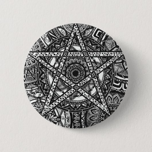 Pentagram Mandala badge Ronde Button 5,7 Cm (Voorkant)
