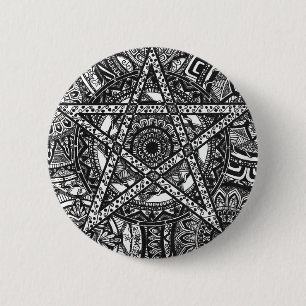 Pentagram Mandala badge Ronde Button 5,7 Cm