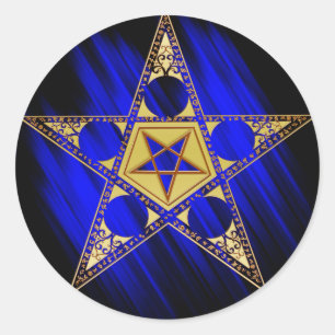 Pentagram met onderste ster ronde sticker