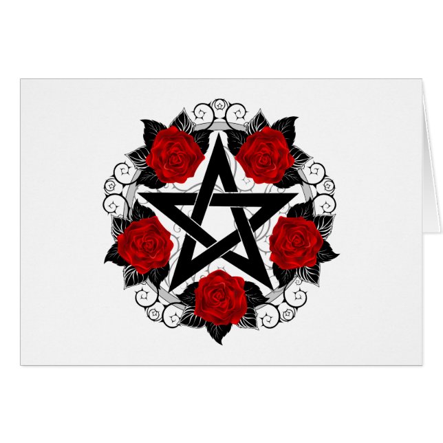 Pentagram met rode rozen (Voorkant Horizontaal)