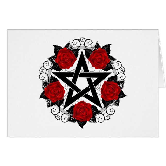 Pentagram met rode rozen (Voorkant Horizontaal)
